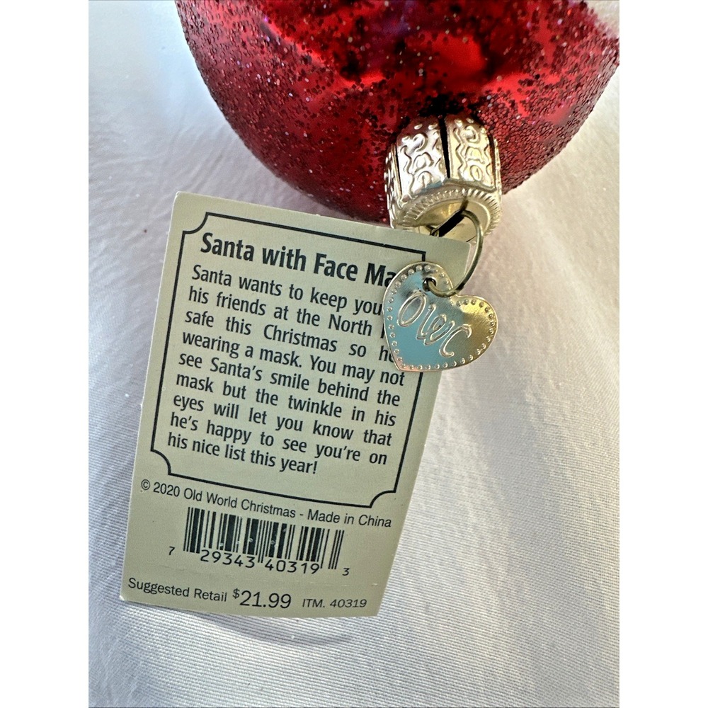 OLD WORLD CHRISTMAS Santa in Face Mask Doctor/Surgeon/Nurse Ornament Glass Blown - Picture 4 of 5